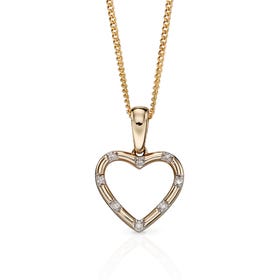 9ct Gold Diamond Heart Drop Necklace