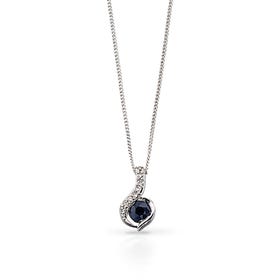 9ct White Gold Sapphire & Diamond Swirl Necklace