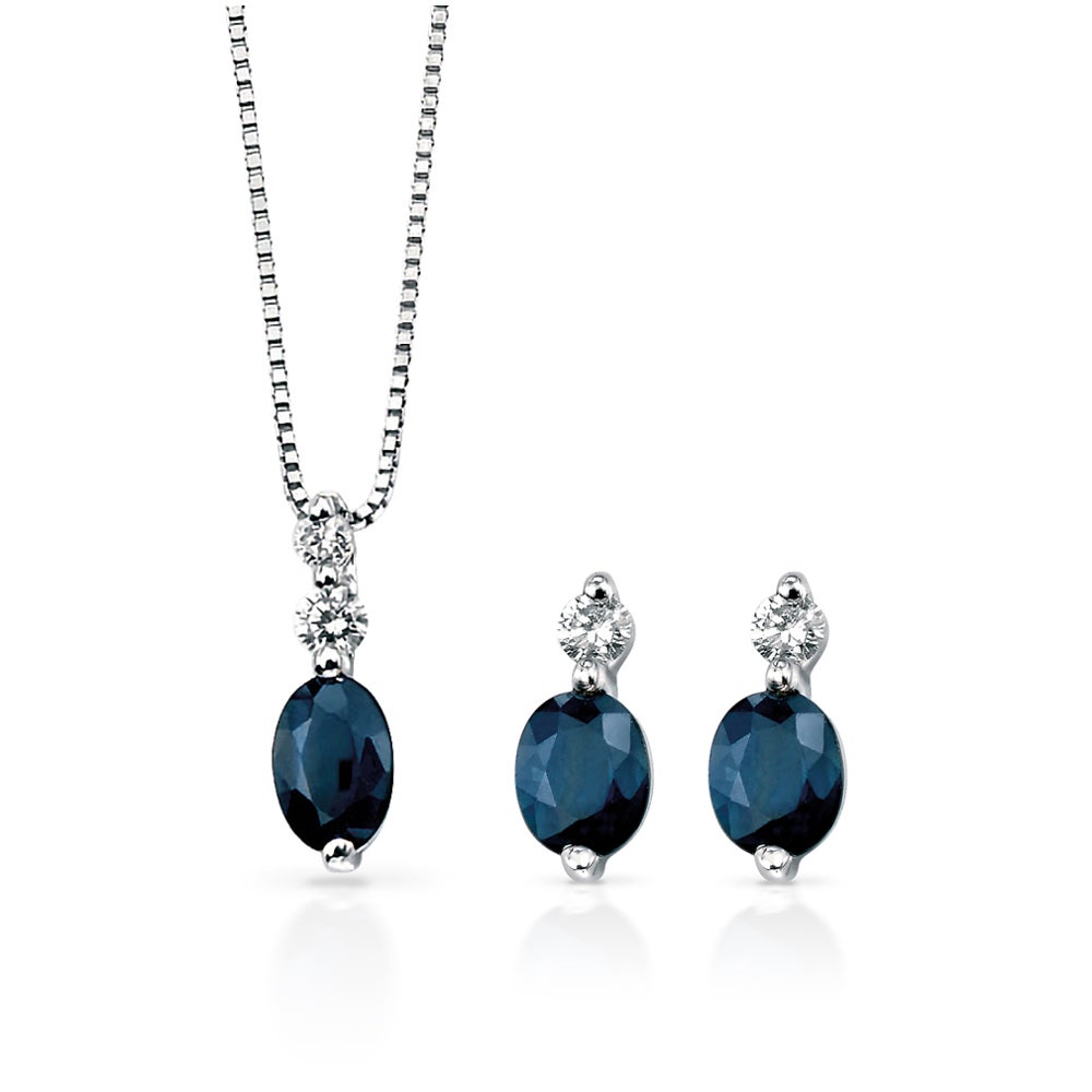 Fine Jewellery by John Greed 9ct White Gold Sapphire & Diamond Jewellery Set