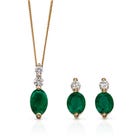 9ct Gold Emerald & Diamond Jewellery Set