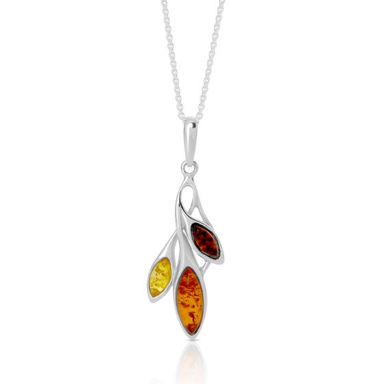 Wald Silver & Amber Autumn Leaves Necklace