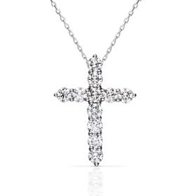18ct White Gold 1ct Diamond Cross Necklace