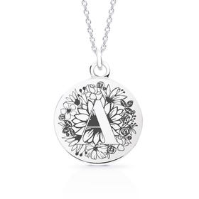 Large Silver Engravable Disc Initial Necklace