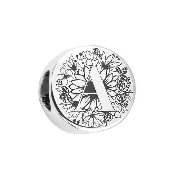 Signature Silver Floral Initial Charm