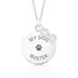 Large Silver Engravable Disc & Infinity Dog Paw Print Necklace