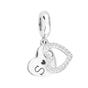 Silver Initials CZ Heart Charm Necklace