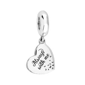 Silver Always With Me Heart Pendant Charm