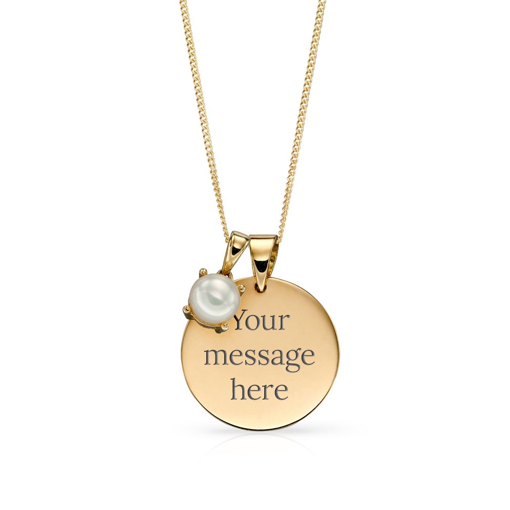 Fine Jewellery by John Greed 9ct Gold Disc & Fresh Water Pearl June Birthstone Necklace