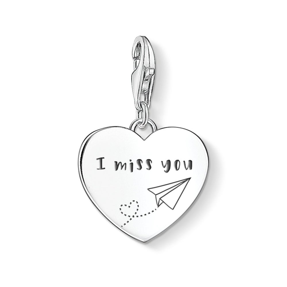 THOMAS SABO Charm Club Silver I Miss You Heart Charm