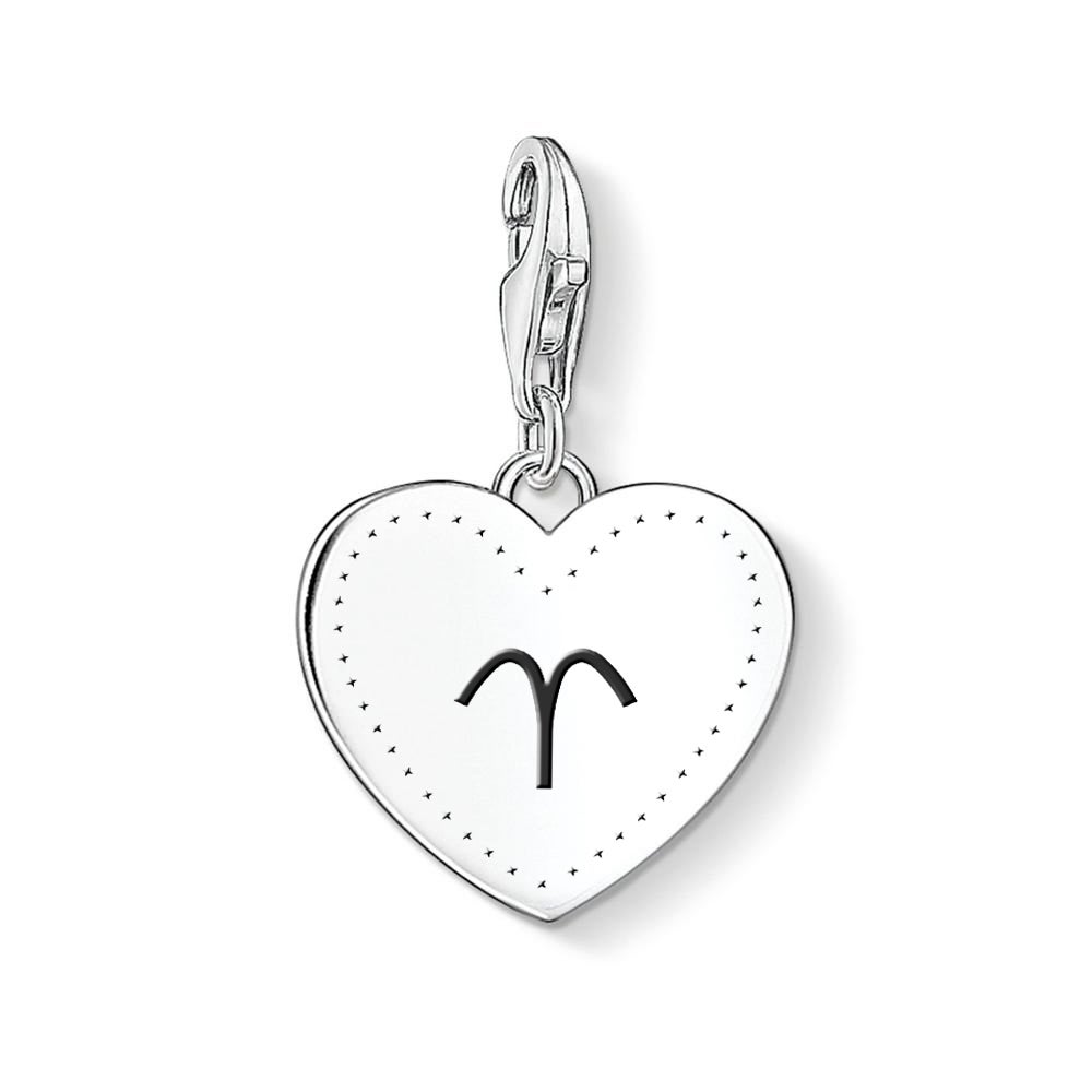 THOMAS SABO Charm Club Silver Aries Sign Heart Charm