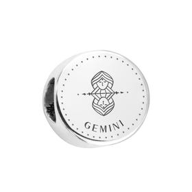 Silver Gemini Zodiac Round Charm