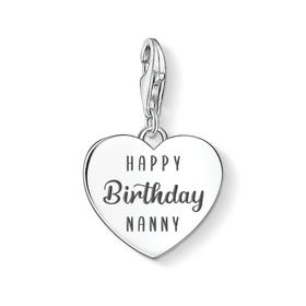 Charm Club Silver Happy Birthday Nanny Heart Charm