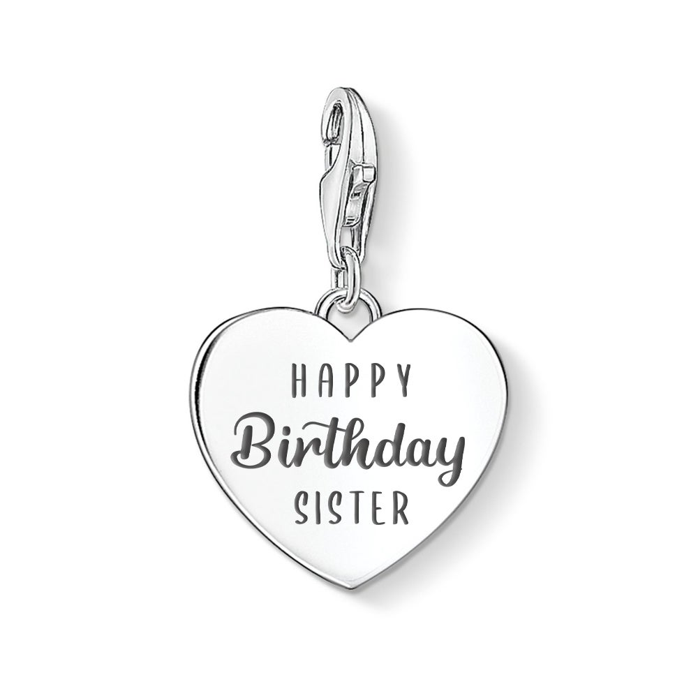 THOMAS SABO Charm Club Silver Happy Birthday Sister Heart Charm