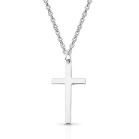 Silver Large Plain Cross Necklace