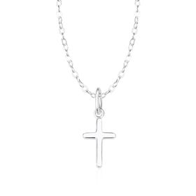 Signature Children's Silver Small Rounded Cross Necklace