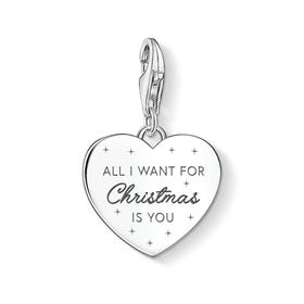 Charm Club Silver All I Want for Christmas Heart Charm