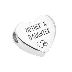 Silver Mother & Daughter Love Heart Charm