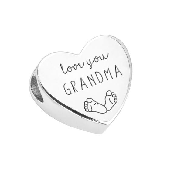 Silver Love You Grandma Heart Charm