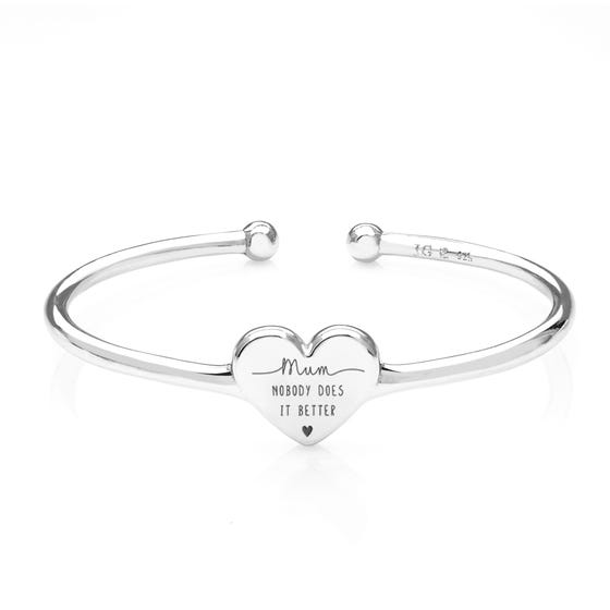 Silver Mum Nobody Does It Better Torque Bangle