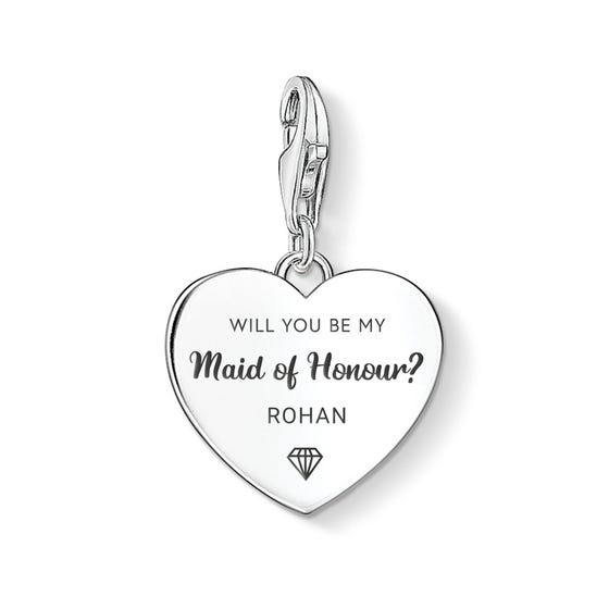Charm Club Silver Will You Be My Maid of Honour Name Heart Charm