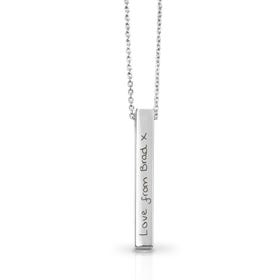 Signature Silver Vertical Bar Handwriting Necklace