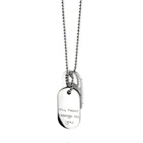 Stainless Steel Oval Dog Tag Handwriting Necklace