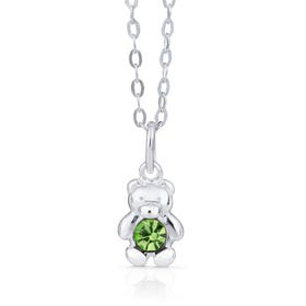 Signature Children's Silver August Birthstone Crystal Bear Necklace