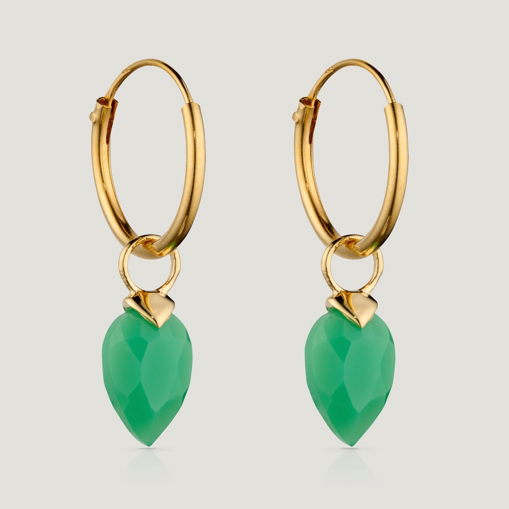 John Greed CANDY Kite Gold Plated Silver August Birthstone Chalcedony Hoop Earrings