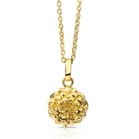 Gold Plated Silver October Birth Flower Marigold Necklace