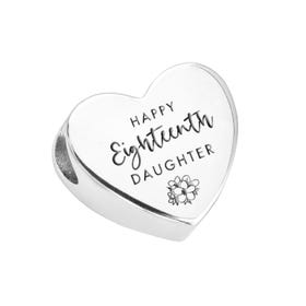 Silver Happy 18th Daughter Heart Charm