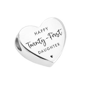Signature Silver Happy 21st Daughter Heart Charm