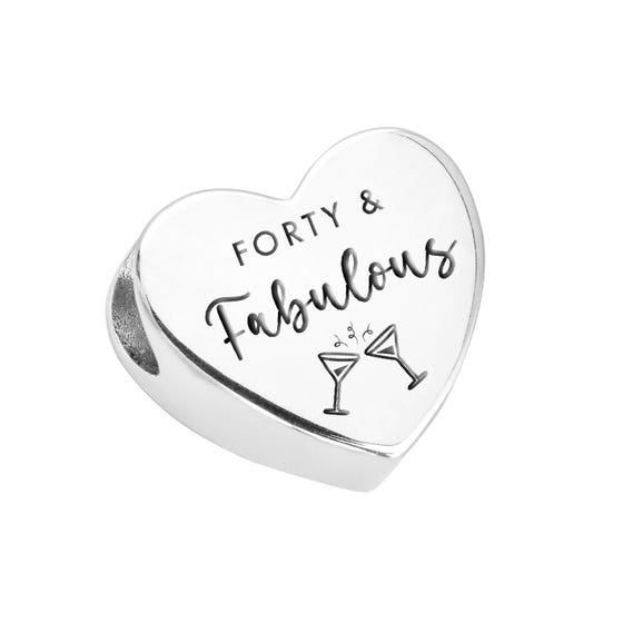 Silver Forty & Fabulous Heart Charm