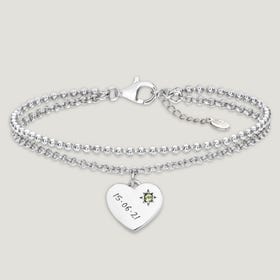 CANDY Love Silver & Peridot Heart Handwriting Bracelet