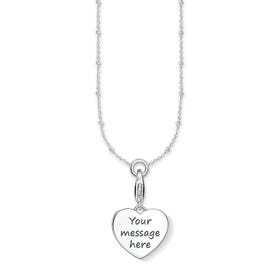 Silver Engravable Heart Charm Necklace