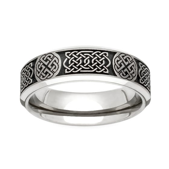 Titanium Celtic Engraved 6mm Ring