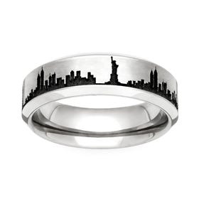 Titanium New York Engraved 6mm Ring