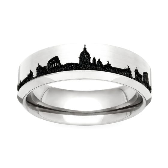 Titanium Rome Engraved 6mm Ring