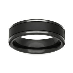 Zirconium Satin and Polished 6mm Ring