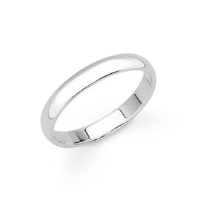 18ct White Gold D-Shaped Wedding 4mm Ring