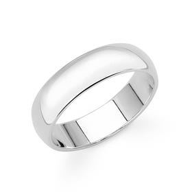 9ct White Gold D-Shaped Wedding 5mm Ring