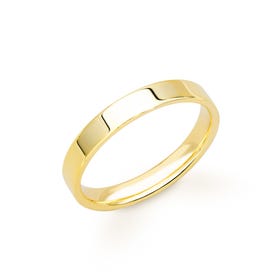 9ct Yellow Gold Flat Court Wedding 3mm Ring