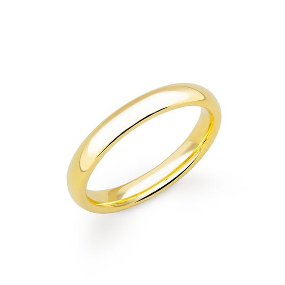 18ct Yellow Gold Court Wedding 3mm Ring
