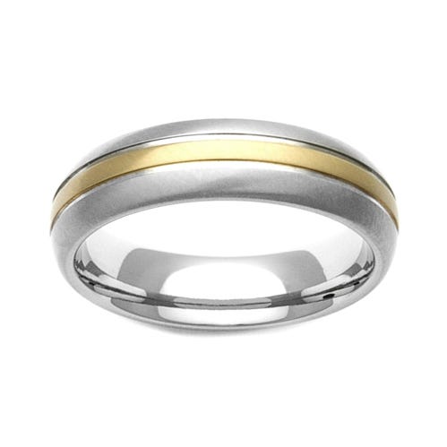 Titanium and 18ct Gold Inlaid Stripe 7mm Ring