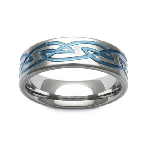 Zirconium Blue Celtic Knot Design 7mm Ring