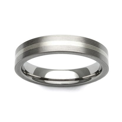 Titanium and 9ct White Gold Stripe 4mm Ring