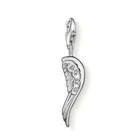 Silver Sparkle Angel Wing Charm