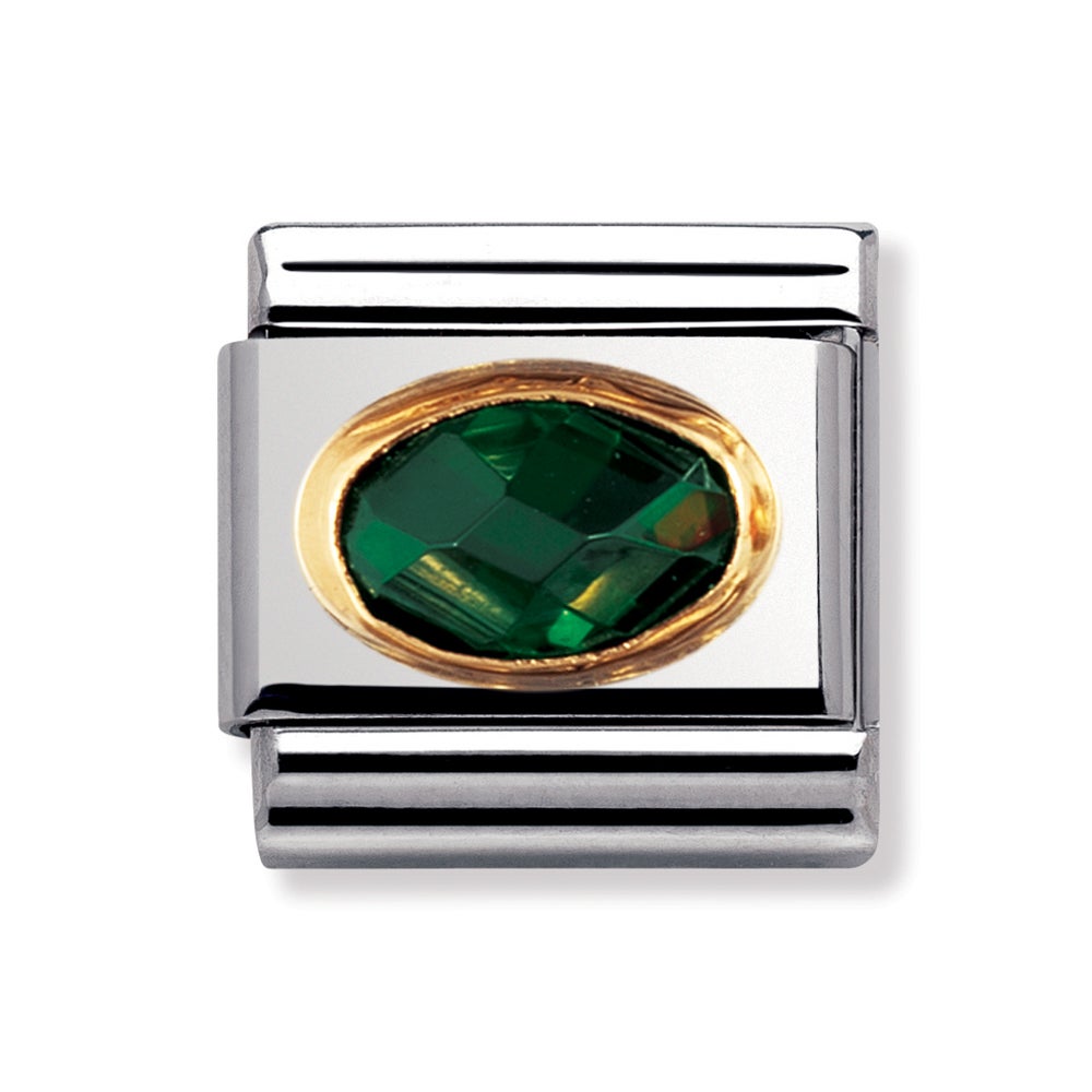 Nomination Classic Gold & Emerald Green CZ Charm