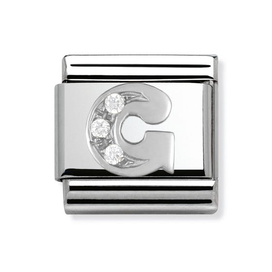 Classic Silver & CZ Letter G Charm