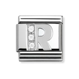 Classic Silver & CZ Letter R Charm