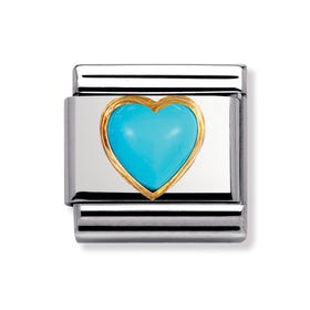 Classic Gold Turquoise December Birthstone Heart Charm